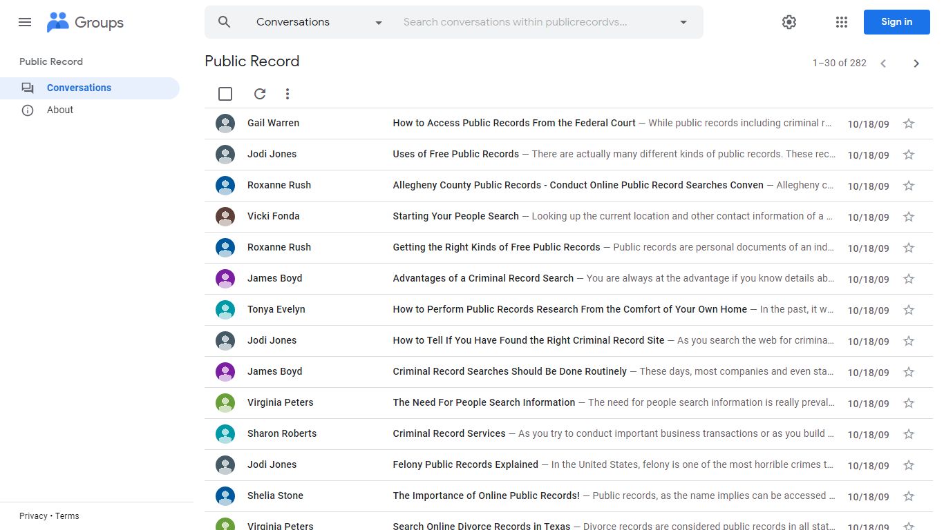 Public Record - Google Groups